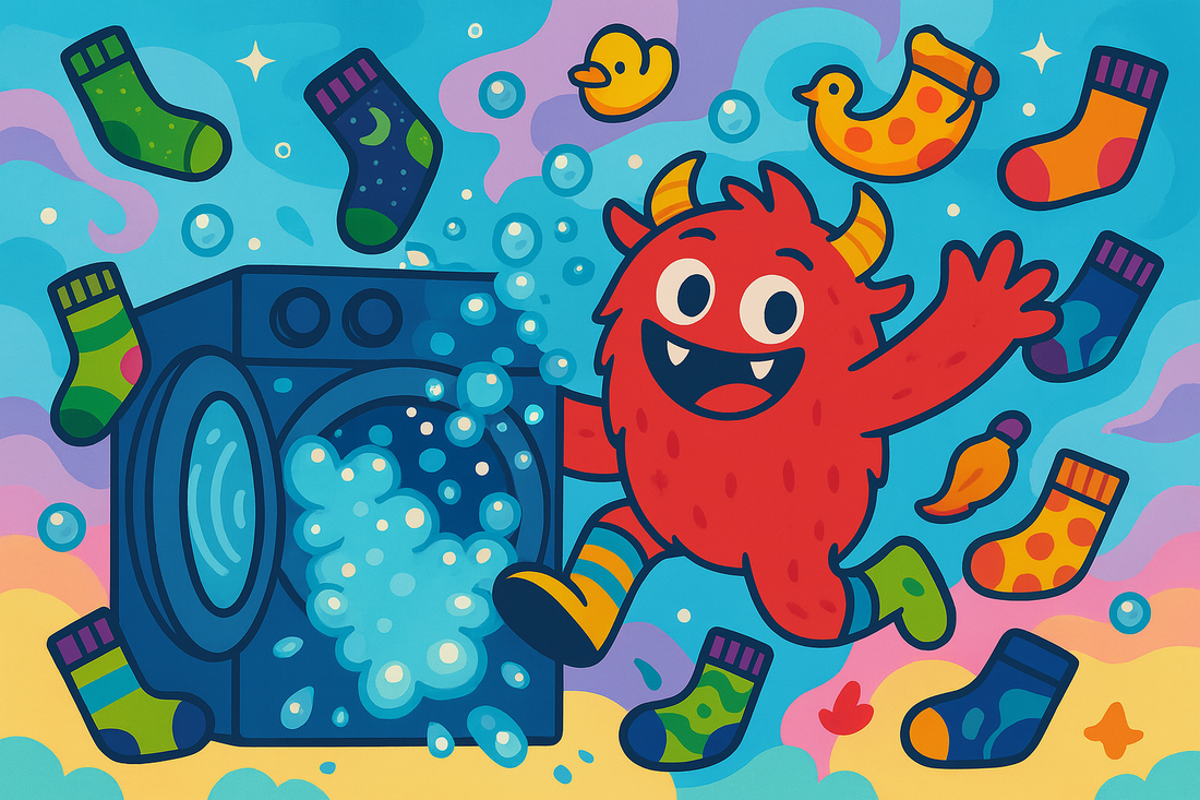Linty and an explosion of socks from a washing machine